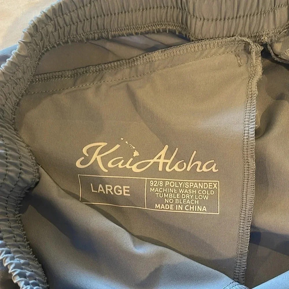 Kai Aloha men’s large swim trunks board shorts blue gray color 6” inseam EUC - Picture 3 of 5